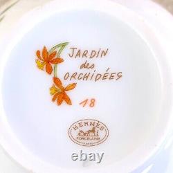 Hermes Jardin Des Orchidees Tea Cup & Saucer Porcelain Tableware 2 Sets in Box