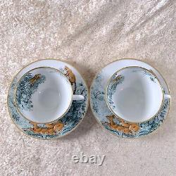 Hermes Large Morning Soup Cup & Saucer Carnets d'Equateur Porcelain 2 Sets