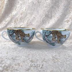 Hermes Large Morning Soup Cup & Saucer Carnets d'Equateur Porcelain 2 Sets