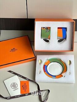 Hermès Paris Balcon du Guadalquivir Porcelain Tea Cup and Saucer Set Of Two