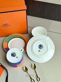 Hermès Paris Balcon du Guadalquivir Porcelain Tea Cup and Saucer Set Of Two