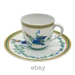 Hermes Paris Cup & Saucer Toucans Porcelain Tableware Set of 2