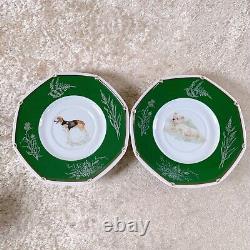 Hermes Paris Demitasse Cup & Saucer Dog Green Porcelain Tableware 2 Sets