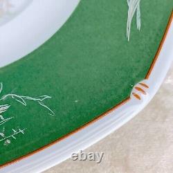 Hermes Paris Demitasse Cup & Saucer Dog Green Porcelain Tableware 2 Sets