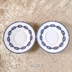 Hermes Paris Demitasse Cup Saucer Pair Sets CHAINE D'ANCRE BLUE 2 Sets