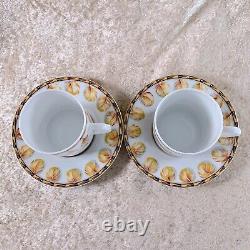 Hermes Paris Demitasse Cup & Saucer Patchwork Brazil Porcelain Tableware 2 Sets