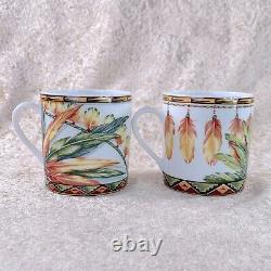 Hermes Paris Demitasse Cup & Saucer Patchwork Brazil Porcelain Tableware 2 Sets