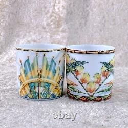 Hermes Paris Demitasse Cup & Saucer Patchwork Porcelain Tableware Set of 2