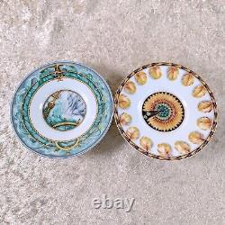 Hermes Paris Demitasse Cup & Saucer Patchwork Porcelain Tableware Set of 2