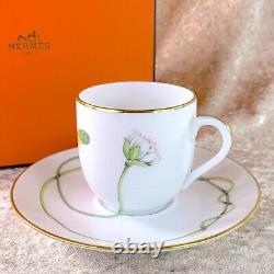 Hermes Paris Demitasse Cup & Saucer Porcelain Nil Nile Gold Rim with Case