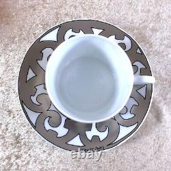 Hermes Paris Guadalquivir Platinum Tea Cup Saucer Porcelain Tableware with Case