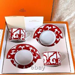 Hermes Paris Guadalquivir Tea Cup & Saucer 2 Sets Porcelain Tableware withBox