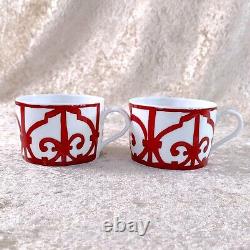 Hermes Paris Guadalquivir Tea Cup & Saucer 2 Sets Porcelain Tableware withBox