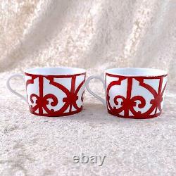 Hermes Paris Guadalquivir Tea Cup & Saucer 2 Sets Porcelain Tableware withBox