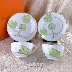 Hermes Paris NIL Tea Cup & Saucer Porcelain Tableware Nile 2 Sets with Box
