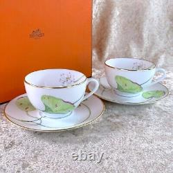 Hermes Paris NIL Tea Cup & Saucer Porcelain Tableware Nile 2 Sets with Box