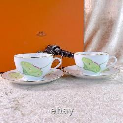 Hermes Paris NIL Tea Cup & Saucer Porcelain Tableware Nile 2 Sets with Box