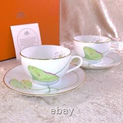 Hermes Paris NIL Tea Cup & Saucer Porcelain Tableware Nile 2 Sets with Case