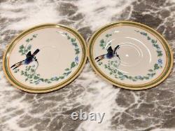 Hermes Paris Porcelain Demitasse Cup and Saucer Set of 2 Toucans Tableware Used