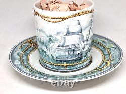 Hermes Paris Porcelain Mug Cup & Saucer Patchwork Tableware