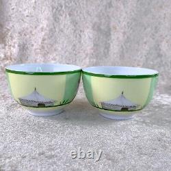 Hermes Paris Tea Cup Saucer Africa Green Porcelain Tableware 2 Sets withBox