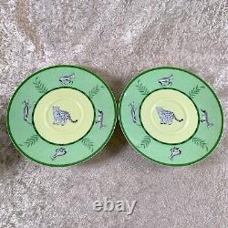 Hermes Paris Tea Cup Saucer Africa Green Porcelain Tableware 2 Sets withBox