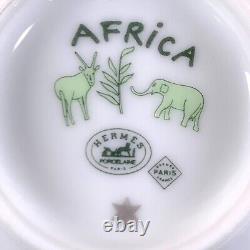 Hermes Paris Tea Cup Saucer Africa Green Porcelain Tableware 2 Sets withBox