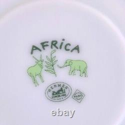 Hermes Paris Tea Cup Saucer Africa Green Porcelain Tableware 2 Sets withBox