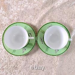 Hermes Paris Tea Cup & Saucer Africa Green Porcelain Tableware 2 Sets withCase