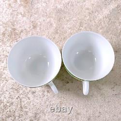 Hermes Paris Tea Cup & Saucer Africa Green Porcelain Tableware 2 Sets withCase