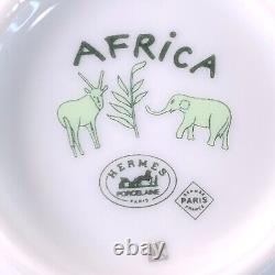 Hermes Paris Tea Cup & Saucer Africa Green Porcelain Tableware 2 Sets withCase