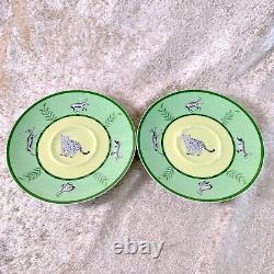 Hermes Paris Tea Cup & Saucer Africa Green Porcelain Tableware 2 Sets withCase