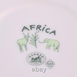 Hermes Paris Tea Cup & Saucer Africa Green Porcelain Tableware 2 Sets withCase