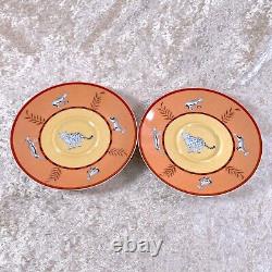 Hermes Paris Tea Cup Saucer Africa Orange Porcelain Tableware 2 Sets withBox