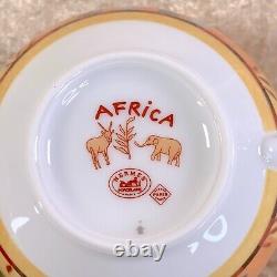 Hermes Paris Tea Cup Saucer Africa Orange Porcelain Tableware 2 Sets withBox