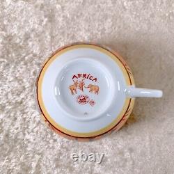 Hermes Paris Tea Cup Saucer Africa Orange Porcelain Tableware with Case