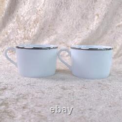 Hermes Paris Tea Cup & Saucer Chaine d'Ancre Platinum Porcelain 2 Sets withBox