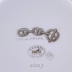 Hermes Paris Tea Cup & Saucer Chaine d'Ancre Platinum Porcelain 2 Sets withBox