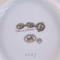 Hermes Paris Tea Cup & Saucer Chaine d'Ancre Platinum Porcelain 2 Sets withBox