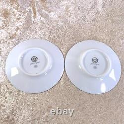 Hermes Paris Tea Cup & Saucer Fil d'Argent Platinum 2 Sets Porcelain with Case