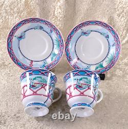 Hermes Paris Tea Cup & Saucer Le Jardin des Papillons Porcelain Tableware 2 Sets