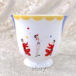 Hermes Paris Tea Cup & Saucer Porcelain Les Jongleurs Circus Yellow Blue with Case