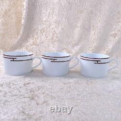 Hermes Paris Tea Cup & Saucer Porcelain Rythme Rhythm Red Platinum 3 Sets