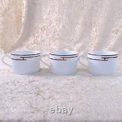 Hermes Paris Tea Cup & Saucer Porcelain Rythme Rhythm Red Platinum 3 Sets