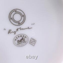 Hermes Paris Tea Cup & Saucer Porcelain Tableware RYTHME RHYTHM BLUE 2 Sets