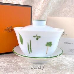 Hermes Paris Tea Cup & Saucer Porcelain Top Lid Cover MESCLUN Tableware withBox