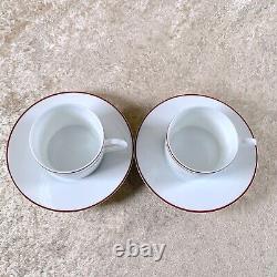 Hermes Paris Tea Cup & Saucer Rythme Rhythm Red Porcelain Tableware 2 Sets