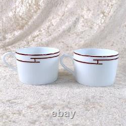 Hermes Paris Tea Cup & Saucer Rythme Rhythm Red Porcelain Tableware 2 Sets