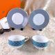 Hermes Paris Tea Cup & Saucer Tie Set Porcelain Tableware 2 Sets With Case