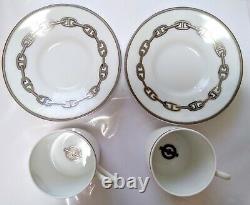 Hermes Porcelain Chaine D'ancre Platinum Espresso Cup Saucer Tableware set 4117